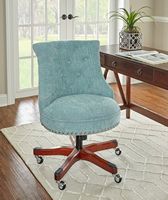 Linon Home Décor - Scotmar Plush Button-Tufted Adjustable Office Chair With Wood Base - Aqua - Alternate Views