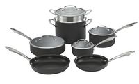 Cuisinart - Dishwasher Safe Anodized 11 Piece Cookware Set - Black - Alternate Views