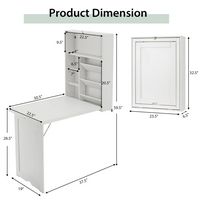 Costway - Wall Mounted Computer Convertible Desk Floating Desk with Storage Bookcases - White - Alternate Views