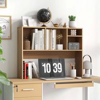 Costway - Computer Desktop Bookcase Countertop Storage Bookshelf Organizer with 4 Cubbies - Natural - Alternate Views