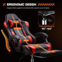 Bestier - Gaming Chair - PU Leather Fixed up Armrest Lumbar Support Ergonomic Reclining PC Chair ... - Alternate Views