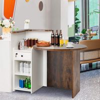 Costway - Front Reception Desk with Open Shelf and Lockable Drawer - Rustic Brown and White - Alternate Views