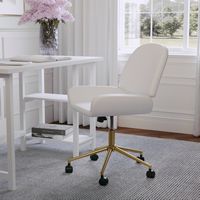 Martha Stewart - Tyla Faux Leather Office Chair - White Faux Leather/Polished Brass - Alternate Views