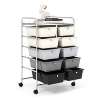 Costway - 10 Drawer Storage Cart Utility Rolling Trolley Kitchen Office Organizer - Gradient Gray - Alternate Views