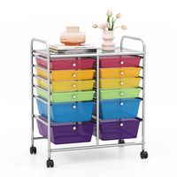 Costway - 12 Drawers Rolling Cart Storage Scrapbook Paper Studio Organizer - Multicolor - Alternate Views