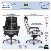 Serta - Lautner Executive Office Chair - Black with White Mesh Accents - Alternate Views