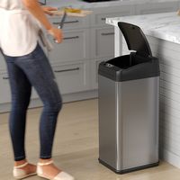 iTouchless - 13-Gal. Touchless Trash Can - Stainless Steel - Alternate Views