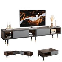 Bestier 80-Inch Mid-Century Modern Coffee Table with Sliding Doors for Living Room - Walnut - Alternate Views