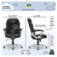 Serta - Amplify Work or Play Ergonomic High-Back Faux Leather Swivel Executive Chair with Mesh Ac... - Alternate Views