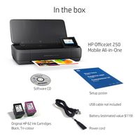 HP - OfficeJet 250 Mobile Wireless All-In-One Inkjet Printer - Black - Alternate Views
