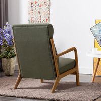 Bestier - Mid-Century Upholstered Accent Chair with Wooden Frame and High Back, Pillow, and Waist... - Alternate Views
