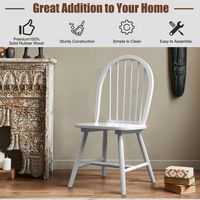 Costway Set of 2 Vintage Windsor Dining Side Chair Wood Spindleback Kitchen Room - White - Alternate Views