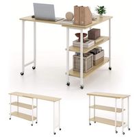 Costway 360° Rotatable Sofa Side Table L-shaped Laptop Desk Snack Table withShelf Patented - Natural - Alternate Views