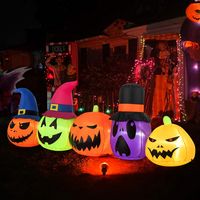 Costway - 9 FT Inflatable Pumpkin Patch Family Blow up Yard Halloween Decoration with Built-in LE... - Alternate Views