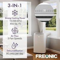 Freonic - 14,500 BTU (10,800 BTU DOE) Portable Air Conditioner - White - Alternate Views