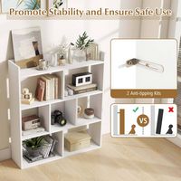 Costway - 1 PCS 7-cube Bookcase Open Storage Shelf with Anti-tipping Kits for Living Room - White - Alternate Views