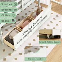 Costway Twin Size Low Loft Bed with 3 Drawers Ladder & Full-length Guardrails Storage - White - Alternate Views
