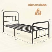 Costway Twin Size Bed Frame with Headboard Under Bed Storage No Box Spring Needed - Black - Alternate Views