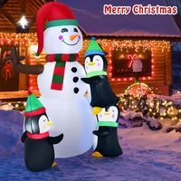 Costway - 6ft Christmas Inflatable Snowman with Penguins Quick Blow up Snowman - Multicolor - Alternate Views