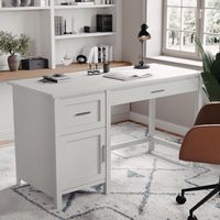 Martha Stewart - Hutton Gray Shaker Style Home Office Desk with Storage and Brushed Nickel Hardwa... - Alternate Views