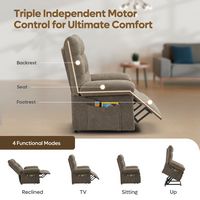 Bestier - Triple Motor Power Lift Recliner Chair with Removable Cover Lumbar Pillow and Side Pock... - Alternate Views