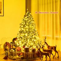 Costway - 5ft Pre-lit PVC Christmas Fir Tree Hinged 8 Flash Modes - Green - Alternate Views