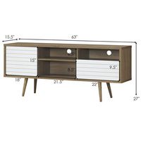 Costway - Modern TV Stand/Console Cabinet 3 Shelves Storage Drawer Splayed Leg Wood/White - Oak/W... - Alternate Views