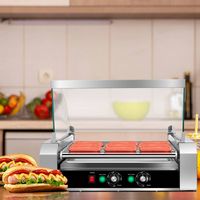 Costway - Commercial 30 Hot Dog 11 Roller Grill Cooker Machine W/ cover CE - Silver - Alternate Views