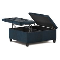 Simpli Home - Harrison 36 inch Wide Transitional Square Coffee Table Storage Ottoman in Faux Leat... - Alternate Views