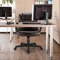 Costway - Executive Leather Adjustable Office Chair with Armrest - Brown - Alternate Views
