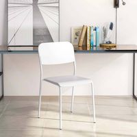 Costway Modern Dining Chairs Set of 4 with Tilted Backrest & Sturdy Metal Legs Plastic - White - Alternate Views