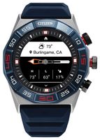 Citizen - CZ Smart 44Mmm Unisex Stainless Steel Hybrid Sport Smartwatch with Silicone Strap - Silver - Alternate Views