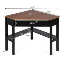 Costway - Triangle Computer Desk Corner Office Desk Laptop Table with Drawer Shelves - Rustic Cof... - Alternate Views