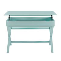 Linon Home Décor - Penrose Campaign-Style Lift-Top Desk - Pastel Turquoise - Alternate Views