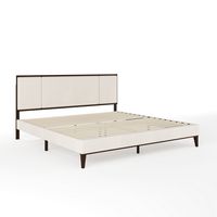Martha Stewart - Jett Wooden King Size Platform Bed with Upholstered Inset Headboard-Dark Brown/B... - Alternate Views