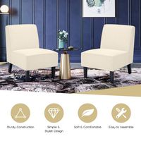 Costway Modern Armless Accent Chair Fabric Single Sofa with Rubber Wood Legs - Beige - Alternate Views