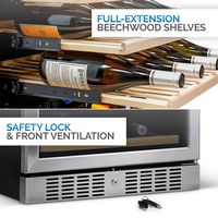 NewAir - 24” Built-in 46 Bottle Dual Zone Compressor Wine Cooler with Beech Wood Shelves - Stainl... - Alternate Views