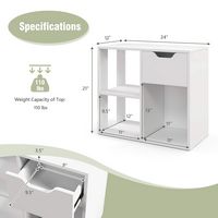 Costway - 3-Cube Bookcase Organizer with 2-tier Wooden Storage Shelf & Pull-out Drawer - White - Alternate Views