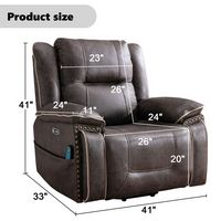 Bestier Faux Leather Manual Recliner with Massage and Heating - Grey - Alternate Views