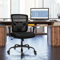 Costway - Big & Tall Swivel Mesh Office Chair with Lumbar Support - Black - Alternate Views