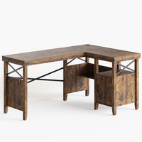 Bestier - Farmhouse L-Shaped Computer Desk with Storage Cabinet and Bookshelf - 60