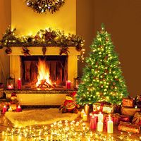 Costway - 4.5Ft Pre-Lit  Artificial Christmas Tree with Sturdy Metal Stand Pine Cones and Red Ber... - Alternate Views