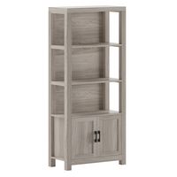 Martha Stewart - Hutton Gray Wash 4 Tier Shaker Style Bookcase with Cabinet and Oil Rubbed Brnz H... - Alternate Views