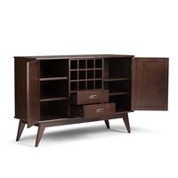 Simpli Home - Draper Mid Century Sideboard Buffet and Wine Rack - Medium Auburn Brown - Alternate Views