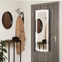 Costway - LED Mirror Jewelry Cabinet Wall/Door Mounted  47