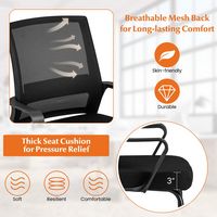 Costway 2 PCS Office Guest Chair with Lumbar Support, Breathable Mesh Back without Wheels - Black - Alternate Views