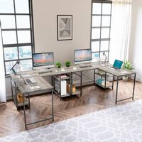 Bestier 55inch Gaming Desk L-shaped Desk Office Computer Desk - Gray - Alternate Views