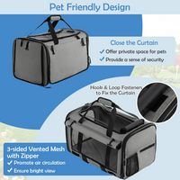 Costway - Cat Carrier with Wheels Large Rolling Cat Dog Carrier w/Telescopic Handle Grey - Grey - Alternate Views