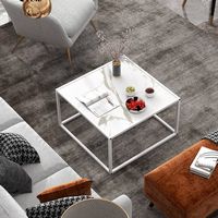 Costway Coffee Table Modern Rectangular Coffee Table Metal Frame For Living Room - White - Alternate Views