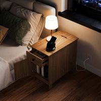Costway 1 PCS End Table with Charging Station Flip Top Bedside Table with USB Ports & Outlets - N... - Alternate Views